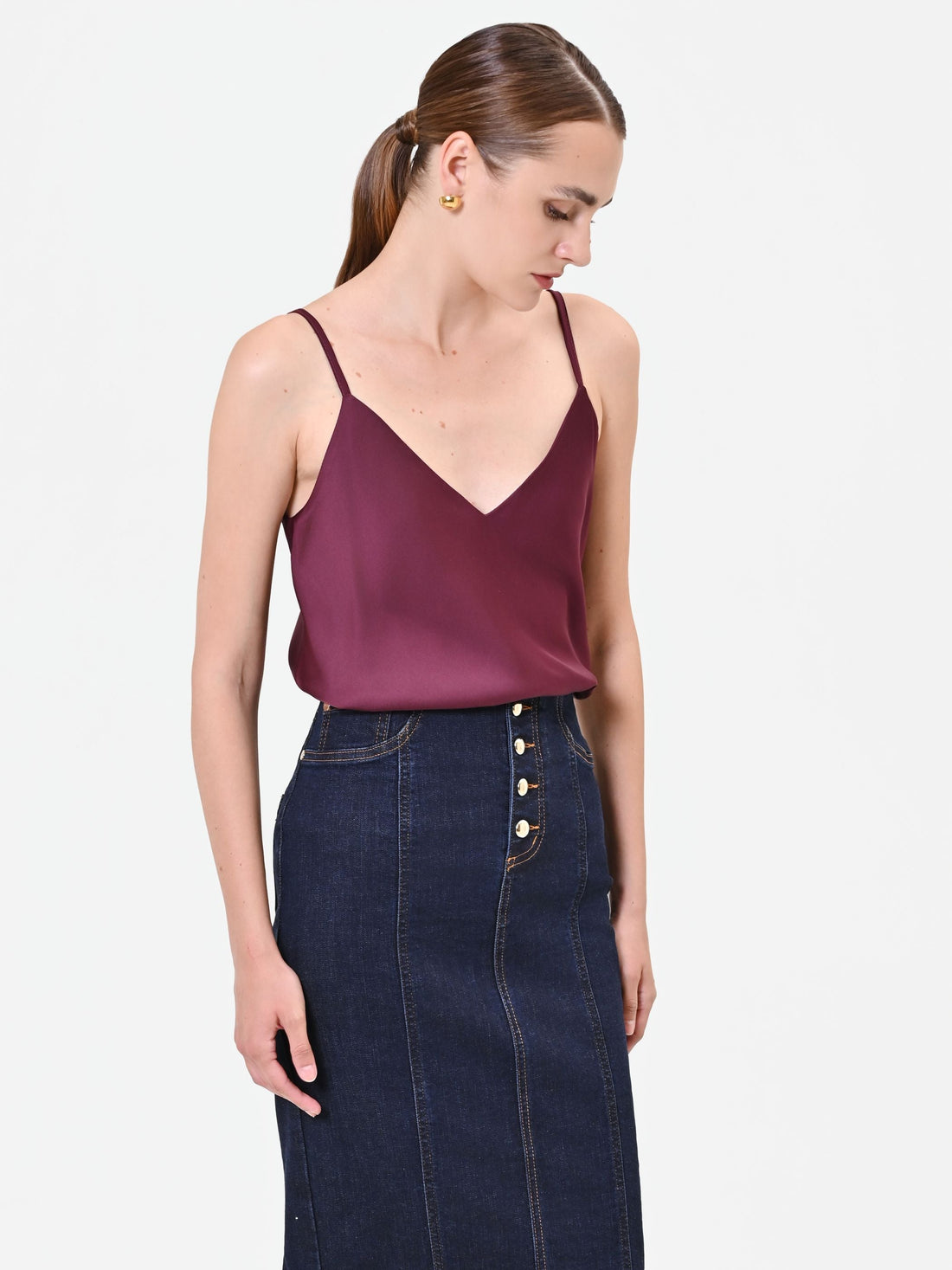 Top lingerie in raso bordeaux rosso