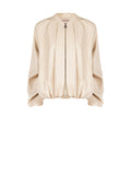 Bomber in similpelle tortora beige con maniche a palloncino