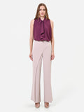 Pantalone asimmetrico fluido tortora beige