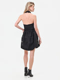 Abito corto nero in organza e tulle
