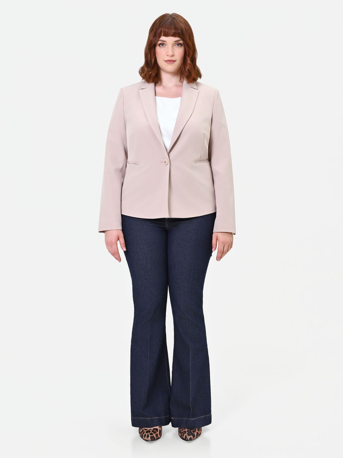Giacca Curvy monopetto tortora beige