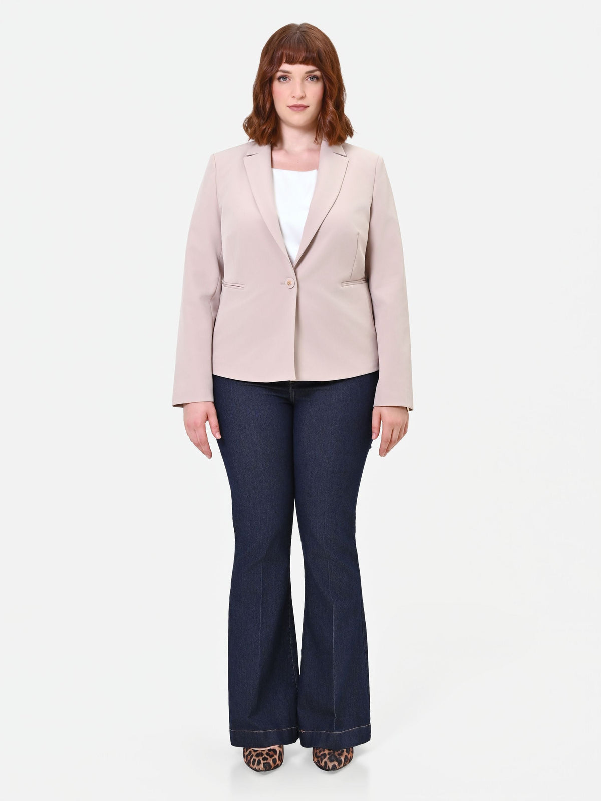 Giacca Curvy monopetto tortora beige