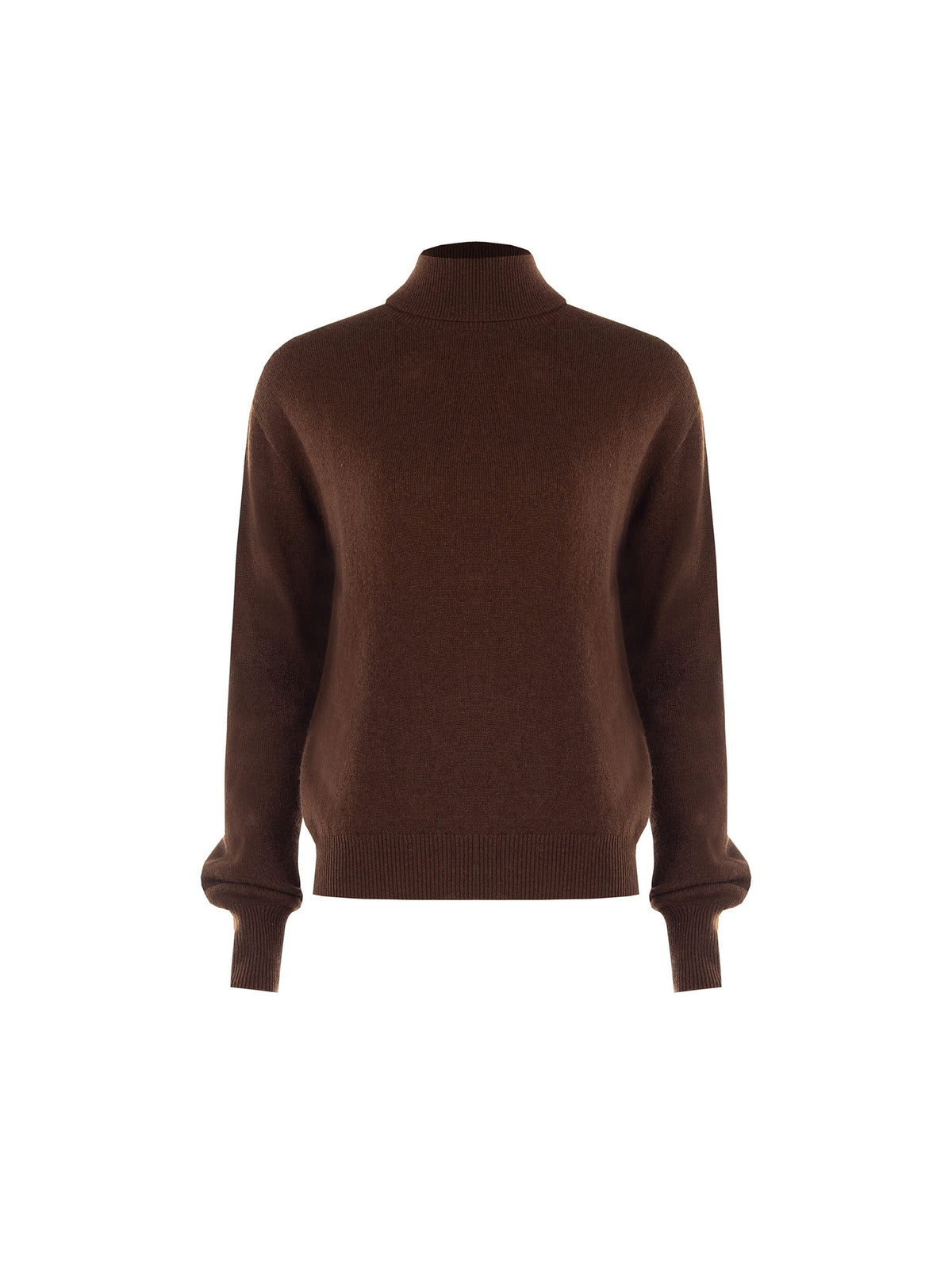 Maglia dolcevita marrone moro con bordi a costine