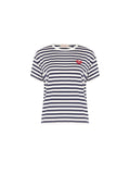 T-shirt blu a righe con patch cuore