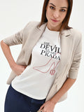 T-shirt bianca con stampa 'The Devil Wears Prada' in cotone