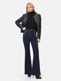 Jeans a zampa blu navy stile marinière high waist