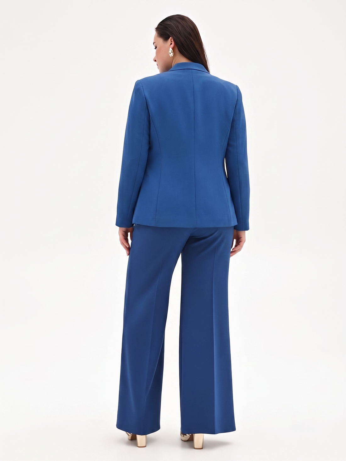 Giacca Curvy Blu Brillante con collo in Piedi