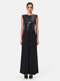 Top smanicato nero in paillettes