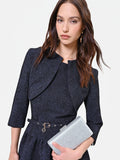Coprispalla blu navy in tessuto jacquard