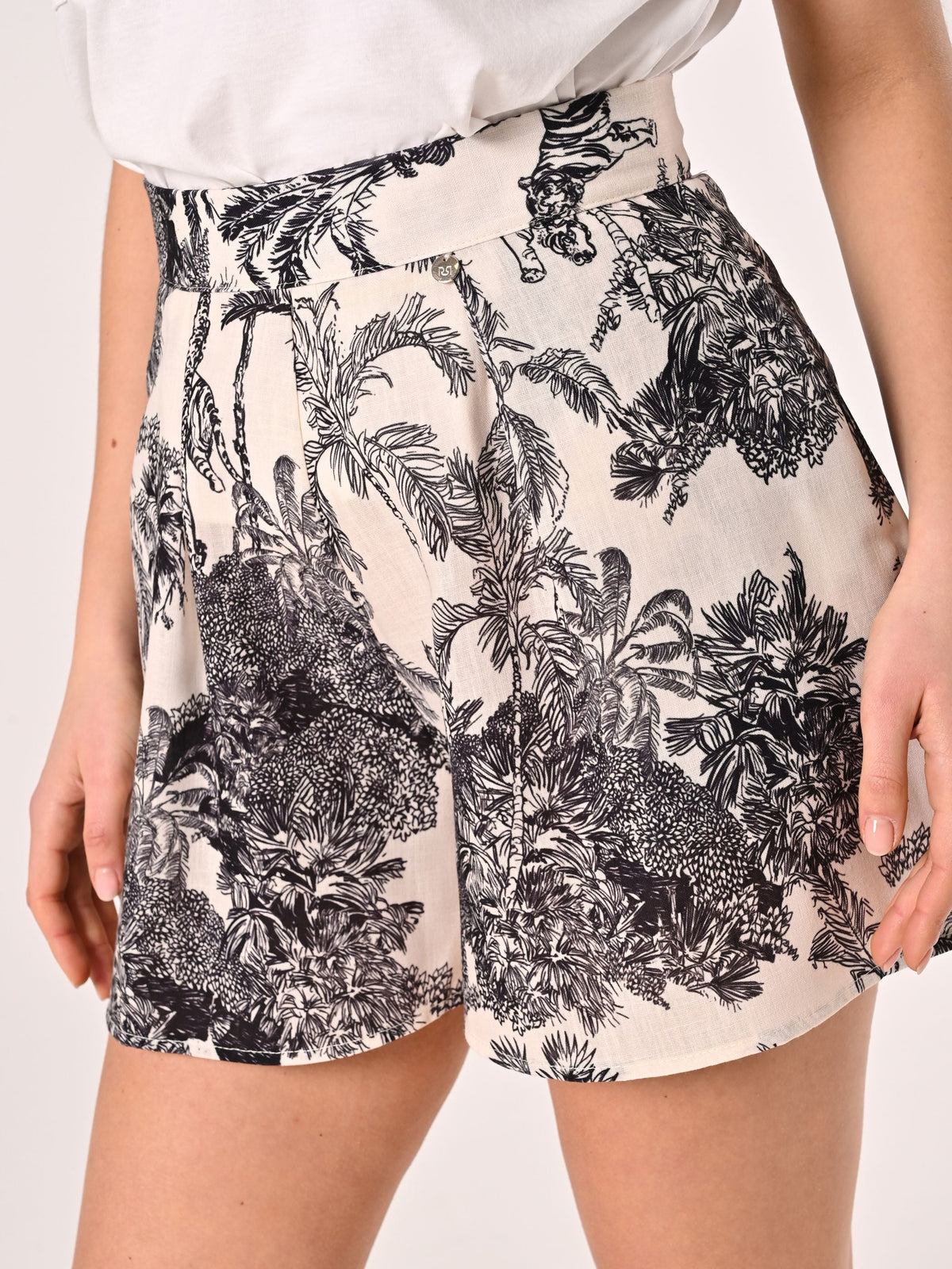 Shorts in Stuoia stampa Toile de Jouy