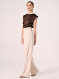 Pantaloni Flared Beige Chiaro in Tessuto Tecnico