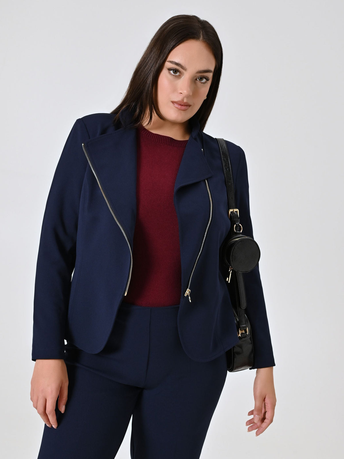 Giacca Curvy con Zip Blu