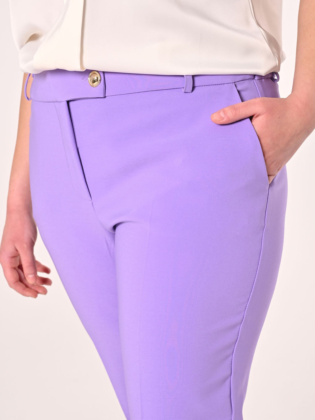 Pantaloni Curvy Lilla in Tessuto Tecnico