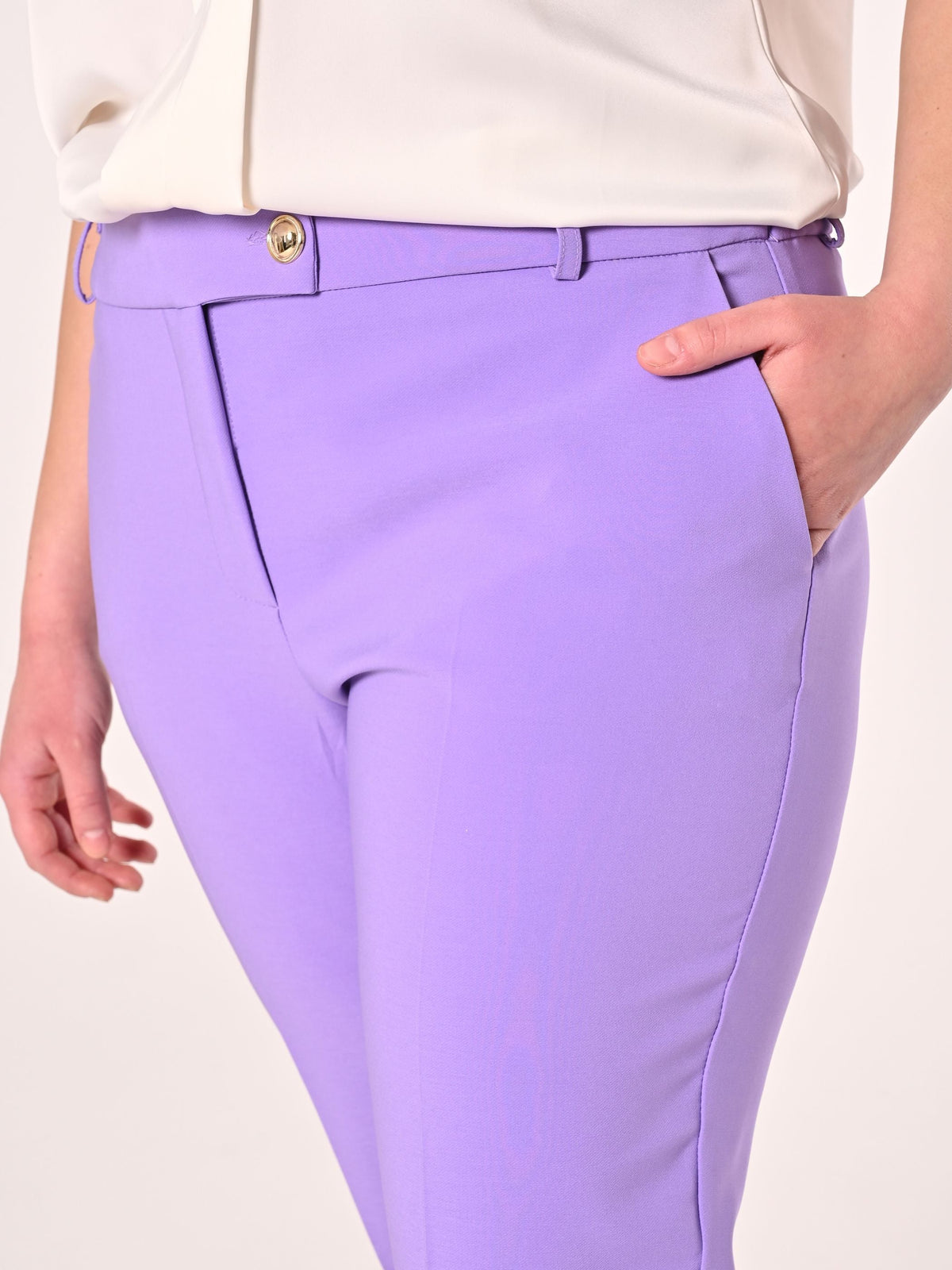 Pantaloni Curvy Lilla in Tessuto Tecnico