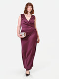 Abito Curvy midi in raso bordeaux rosso