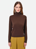 Maglia dolcevita marrone moro con bordi a costine