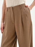 Pantalone a palazzo fango marrone in cadi