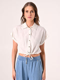 Camicia Bianca Boxy in Misto Viscosa