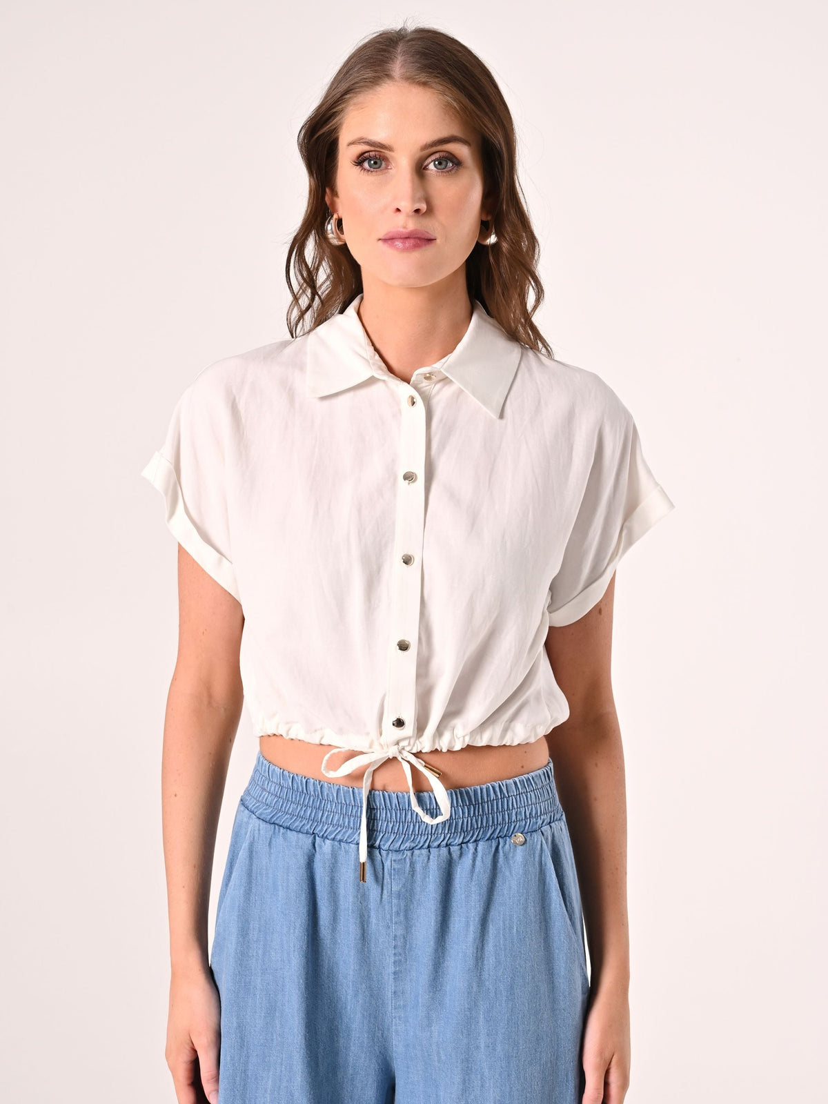 Camicia Bianca Boxy in Misto Viscosa
