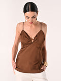 Top in Raso Marrone