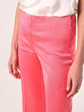 Pantaloni in Raso di Viscosa Rosa Camelia