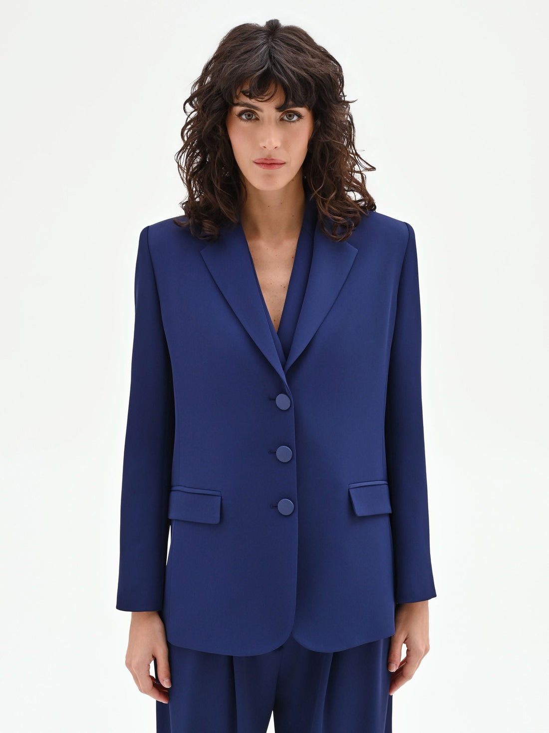 Giacca Studio blu indaco con bottoni rivestiti