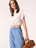 Camicia Bianca Boxy in Misto Viscosa