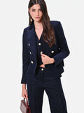 Giacca doppiopetto in velluto blu navy Giorgia Palmas X Rinascimento