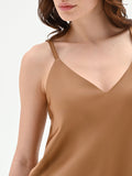 Top in raso color marrone bronzo