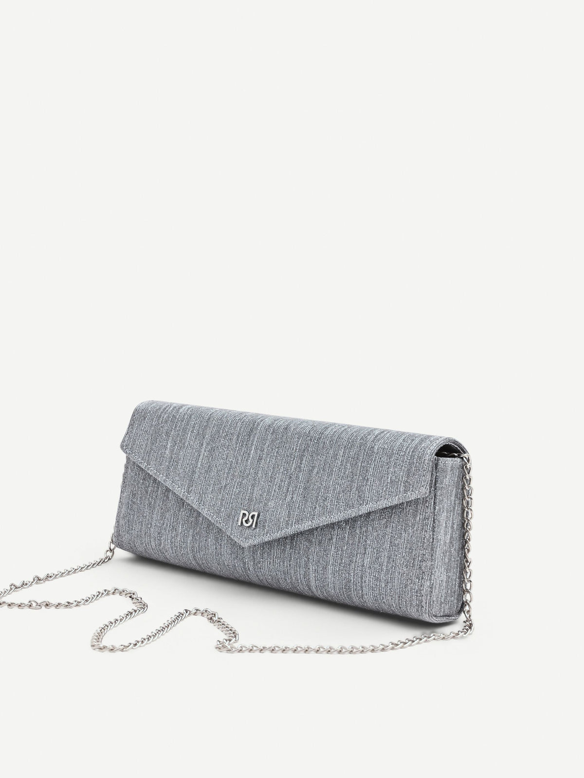 Pochette argento brillante dal design rettangolare