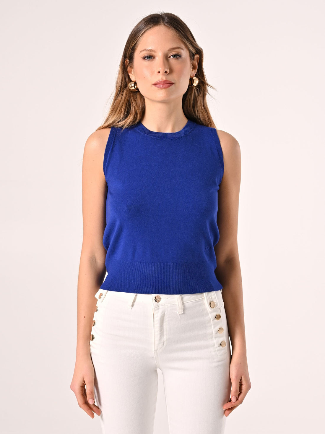 Maglioncino Girocollo Smanicato Blu