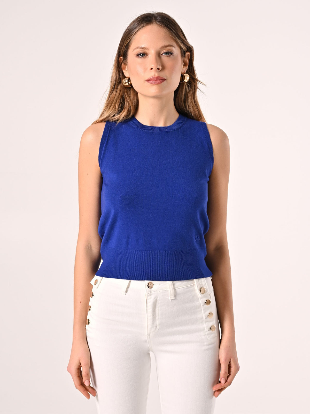 Maglioncino Girocollo Smanicato Blu