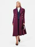 Cappotto svasato doppiopetto bordeaux rosso