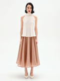 Top panna con scollo all'americana
