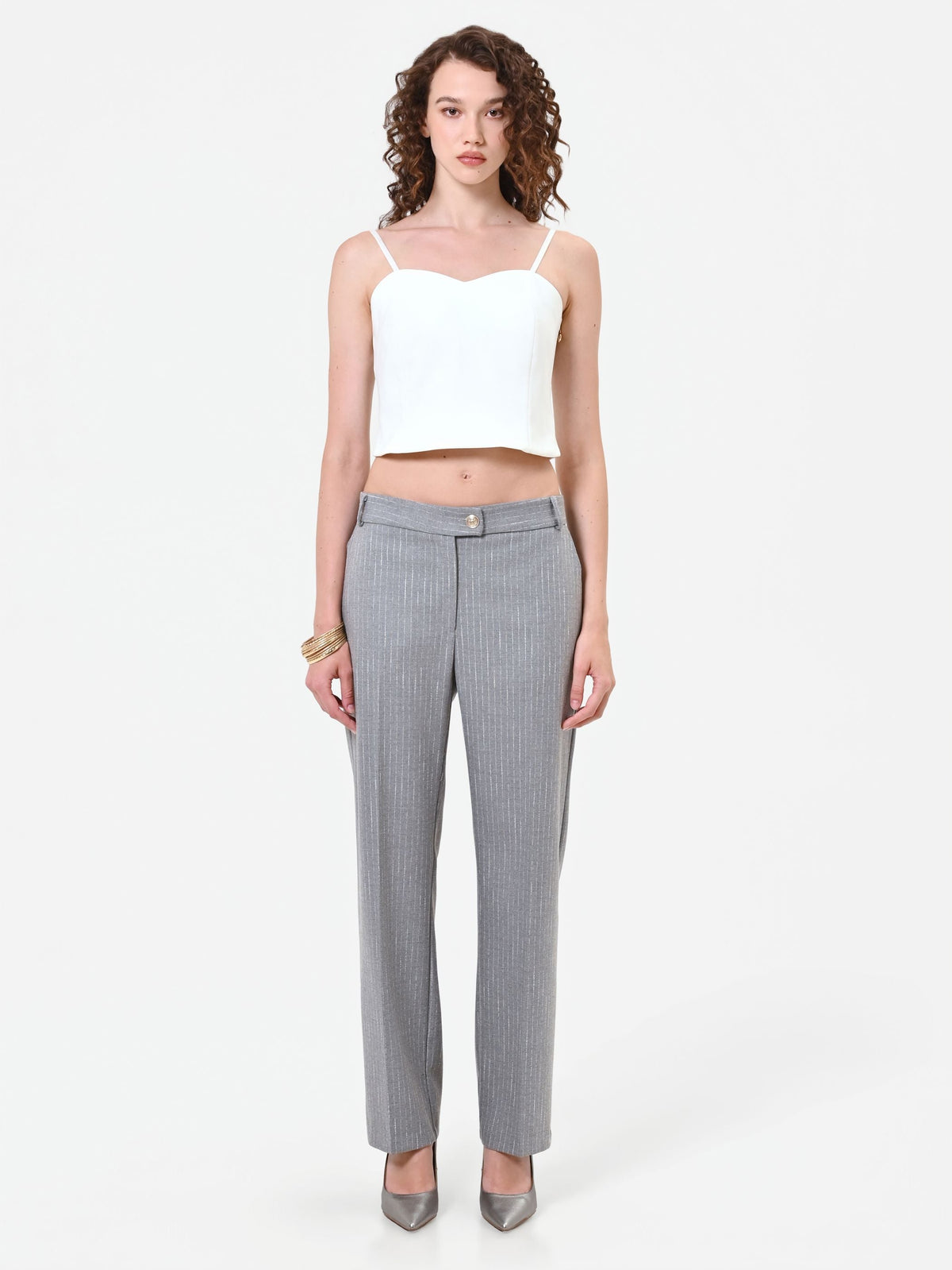 Pantalone gessato grigio chiaro