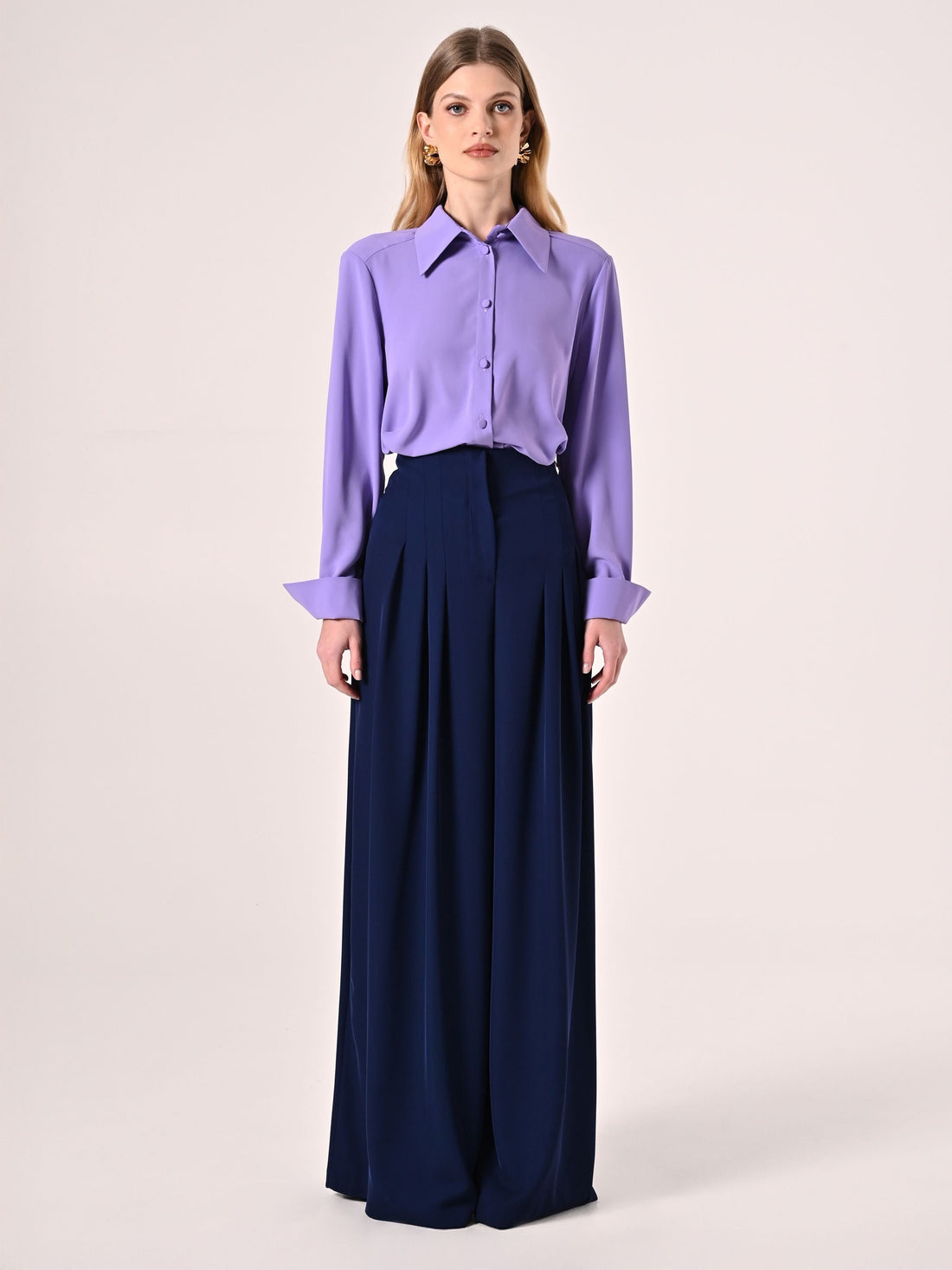 Pantaloni Palazzo Blu Navy