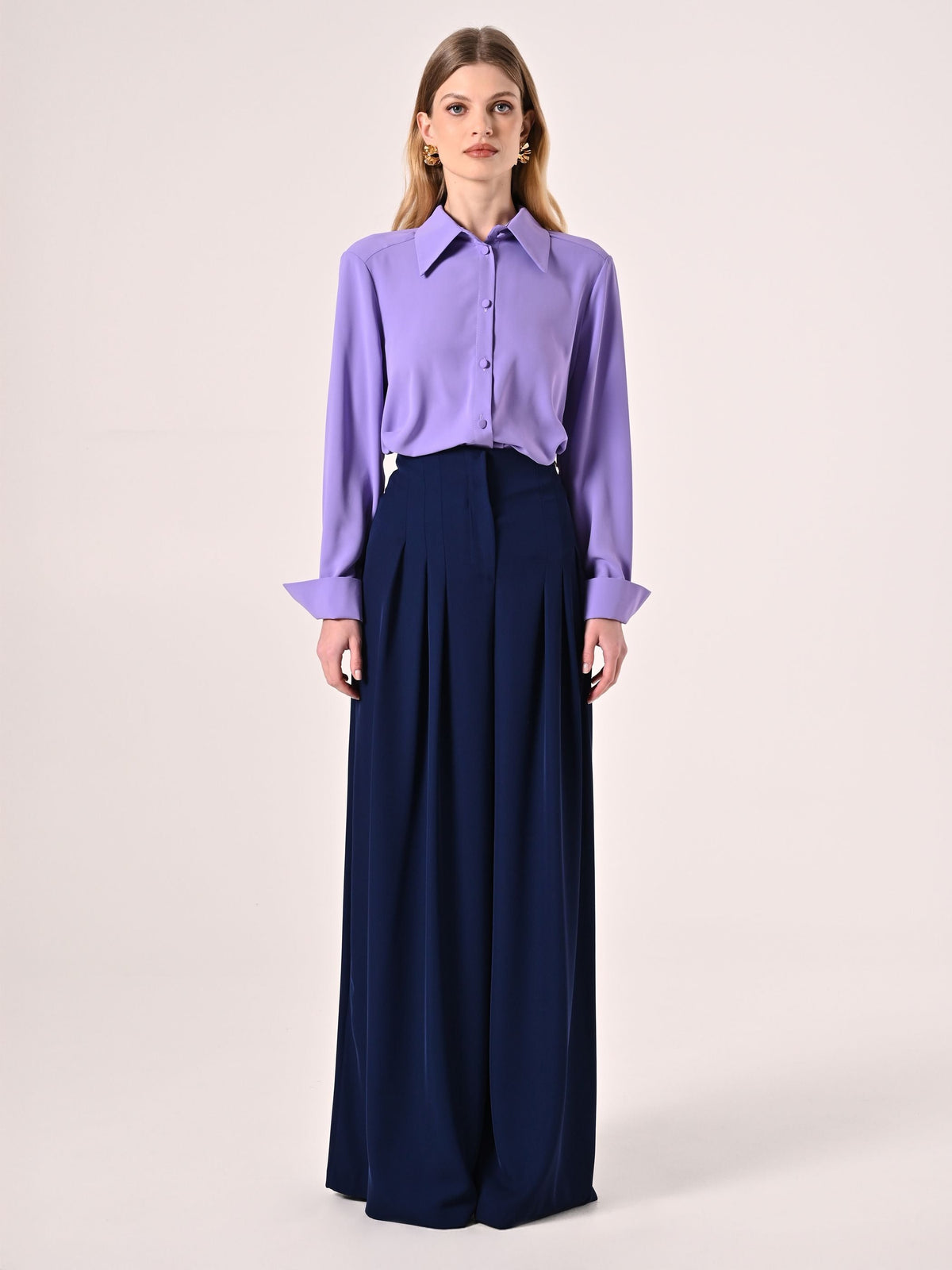 Pantaloni Palazzo Blu Navy