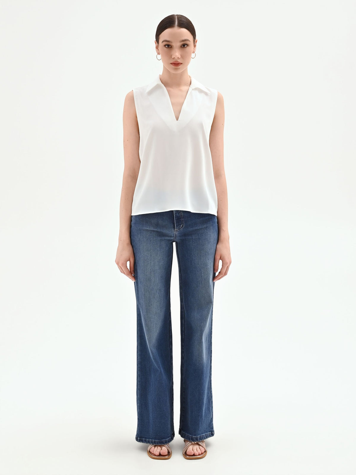 Blusa smanicata bianco panna