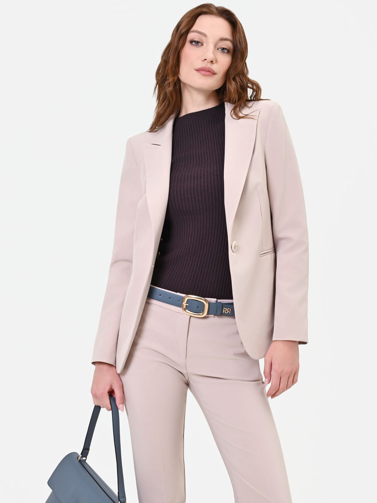 Giacca monopetto tortora beige