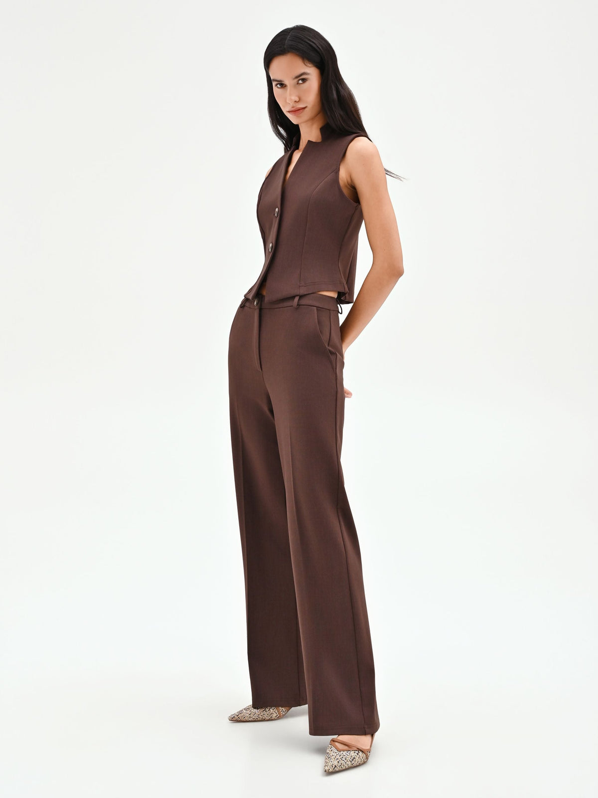 Pantalone cioccolato a gamba dritta