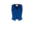 Gilet blu brillante effetto gessato