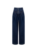 Jeans blu navy a vita alta