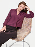 Blusa a camicia bordeaux rosso con cuciture sagomate