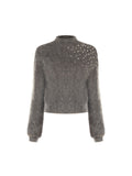 Maglia grigia in mohair con applicazione gioiello Giorgia Palmas X Rinascimento