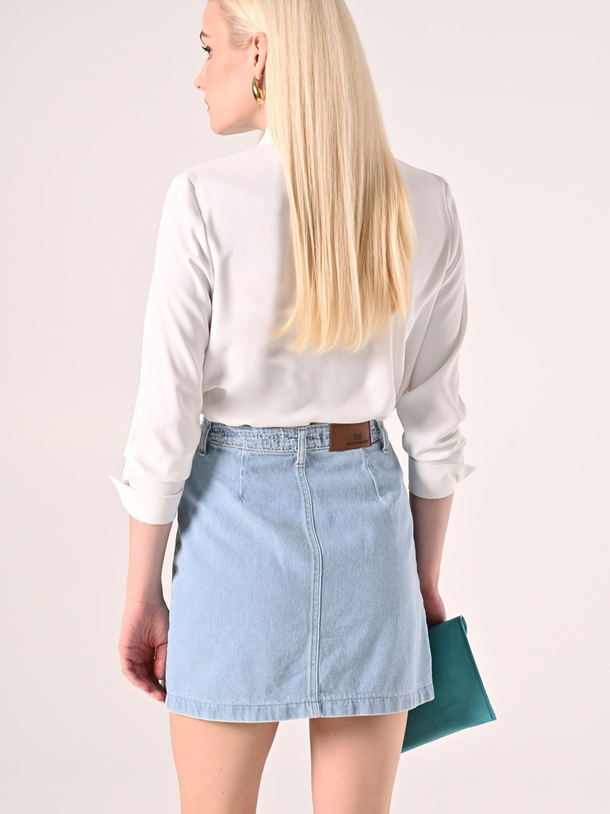 Gonna corta A-Line in Denim Chiaro