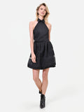 Abito corto nero in organza e tulle