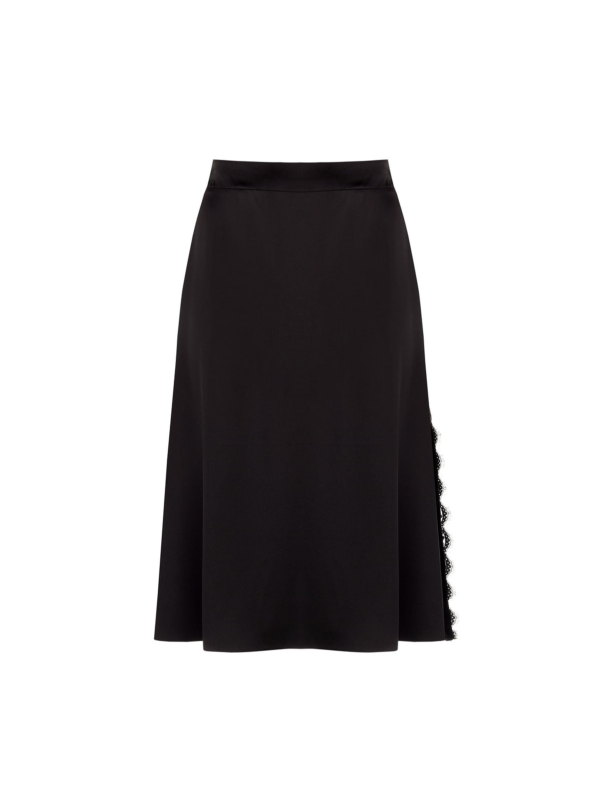 Gonna Midi Curvy in Raso con Inserti in Pizzo