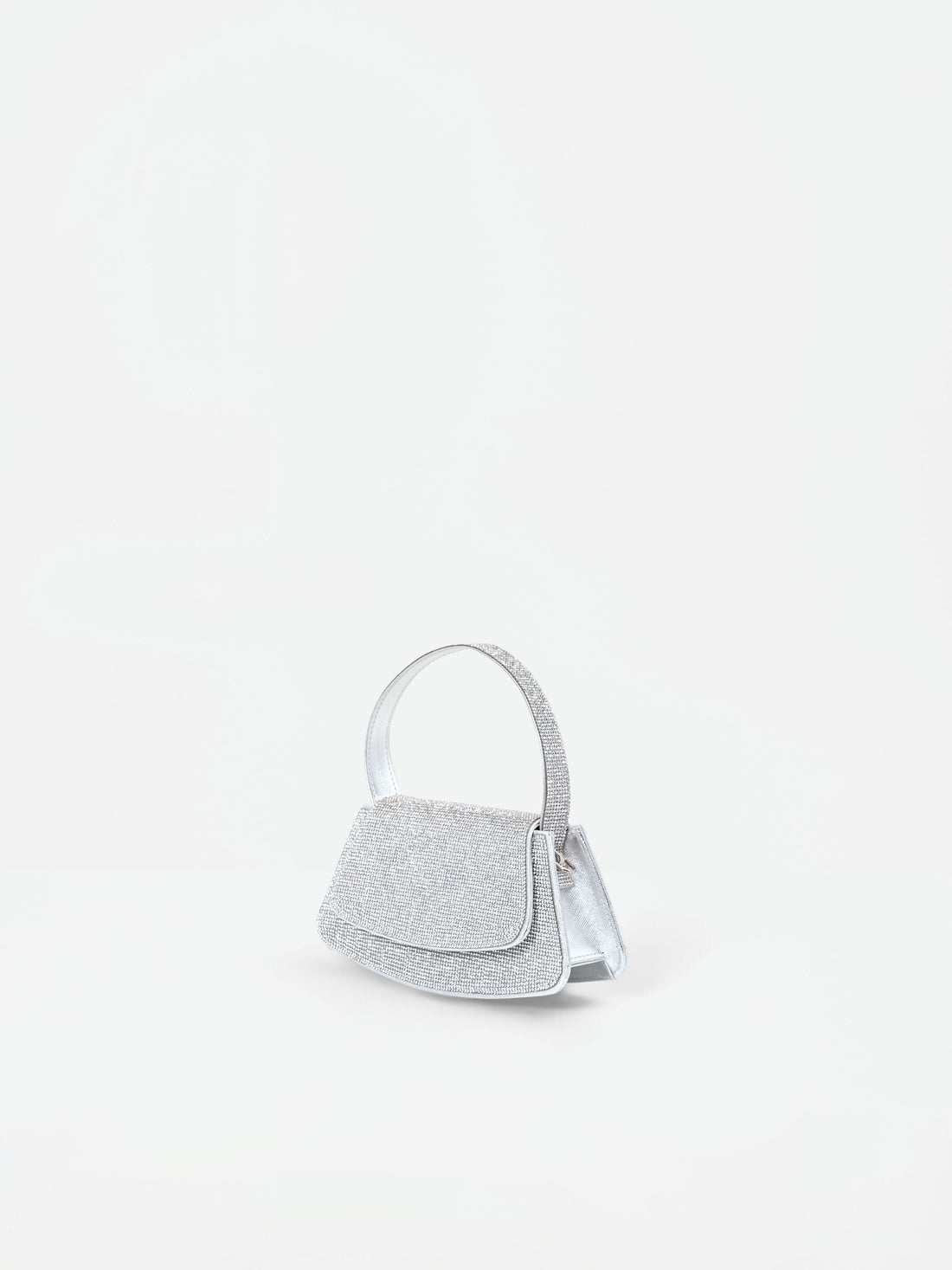 Borsa argento strutturata con strass