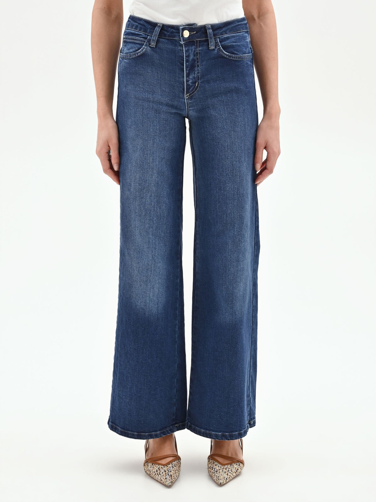 Jeans blu a palazzo