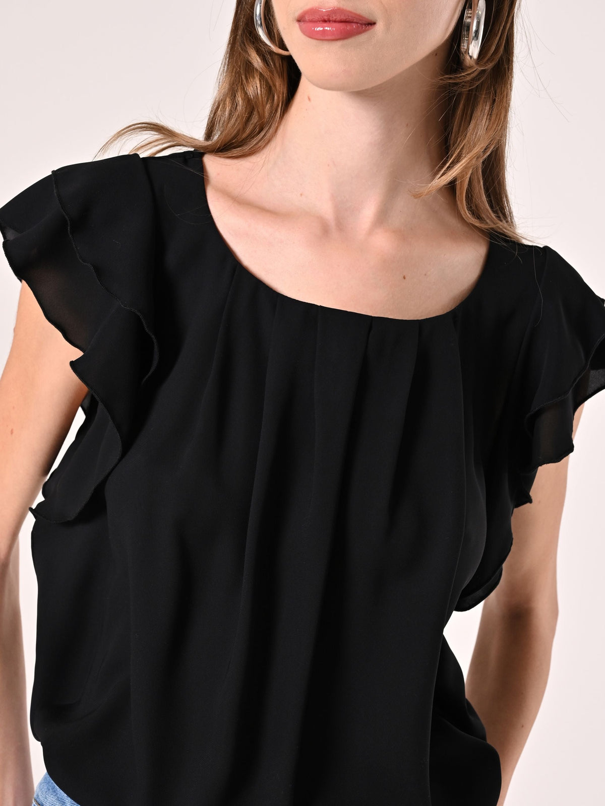 Blusa con Maniche ad Aletta Nera